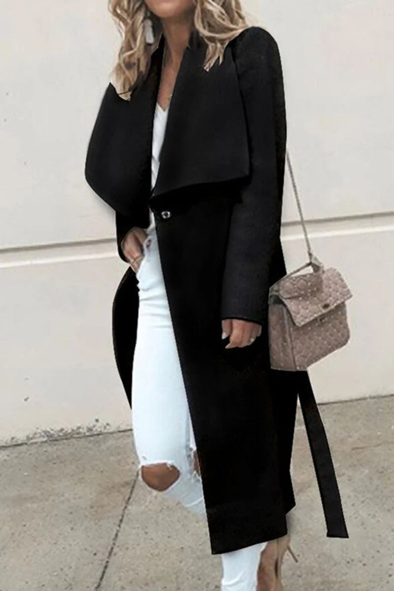 Casual Solid Patchwork Turndown Collar Outerwear N1843