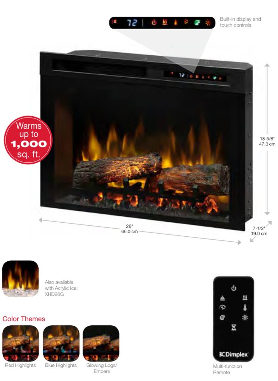 Gloss White Media Console Fireplace with Logs G809