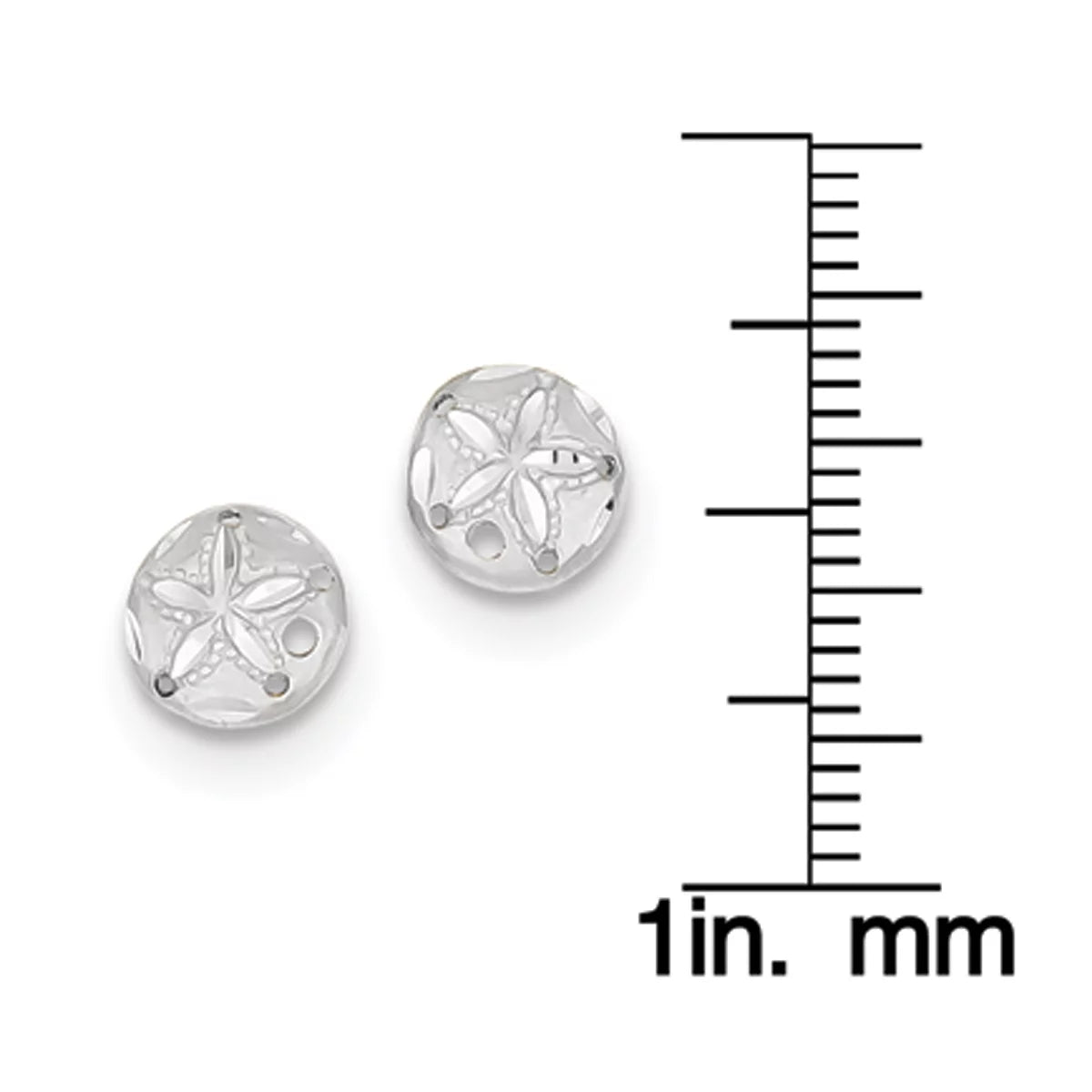 14 Karat White Gold Diamond-cut Sand Dollar Earrings I5905