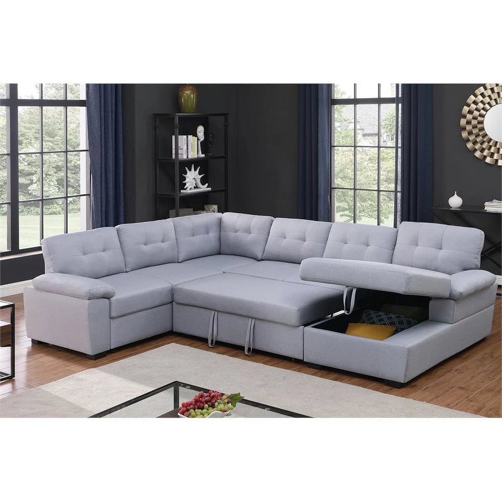 5-Seat Fabric Sleeper Sectional Sofa with Storage X554055