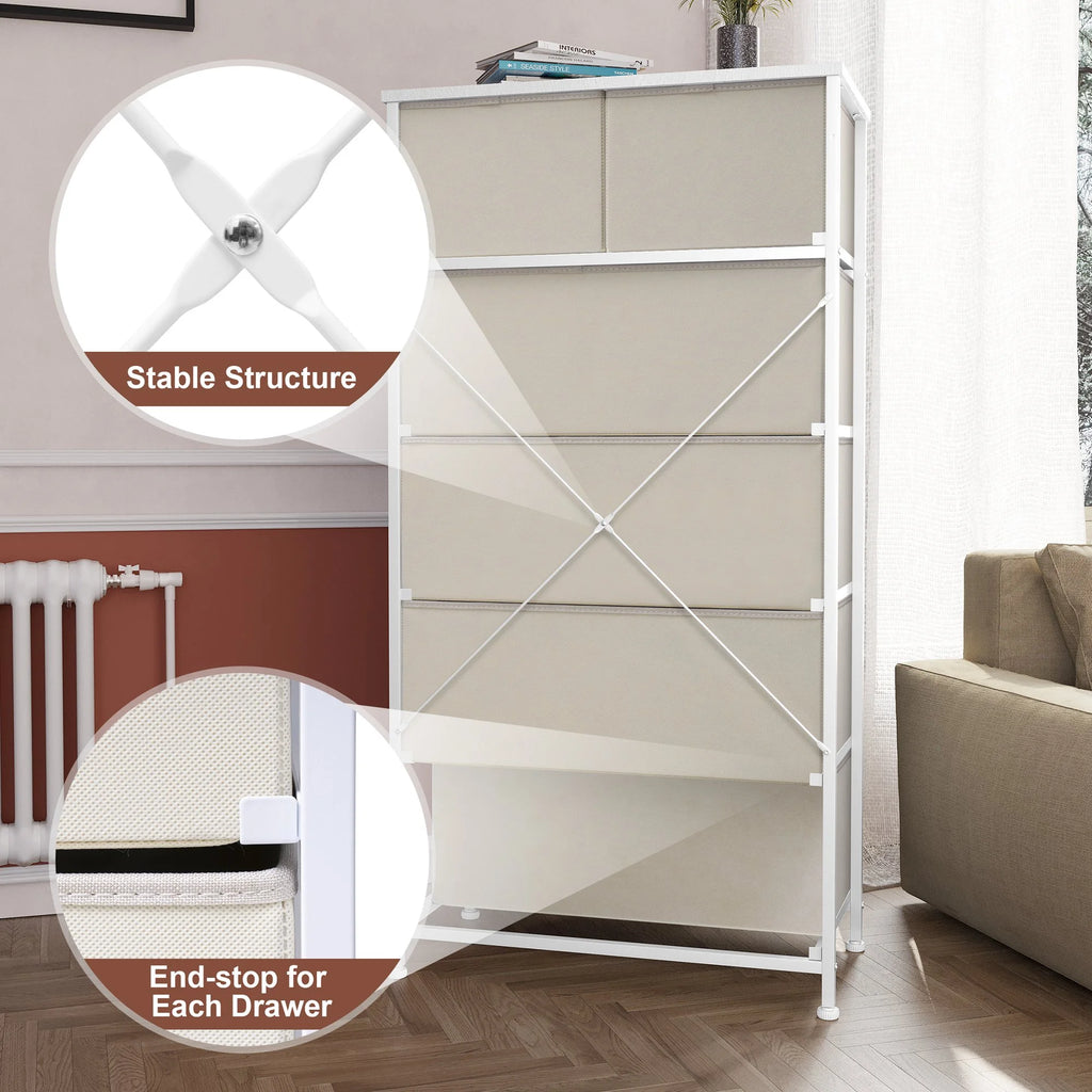 Beige 6-Drawer Dresser Chest W66622
