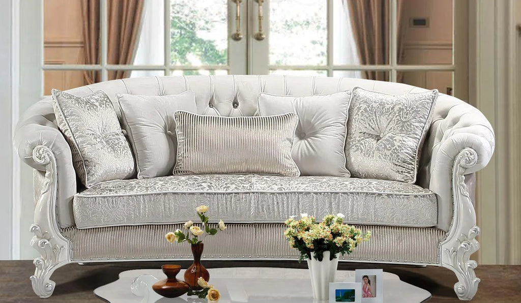 Pearl White Wood Sofa Set 5Pcs Z533223