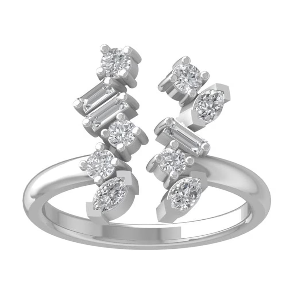 14K White Gold Lab Grown Diamond Open Band Ring H835