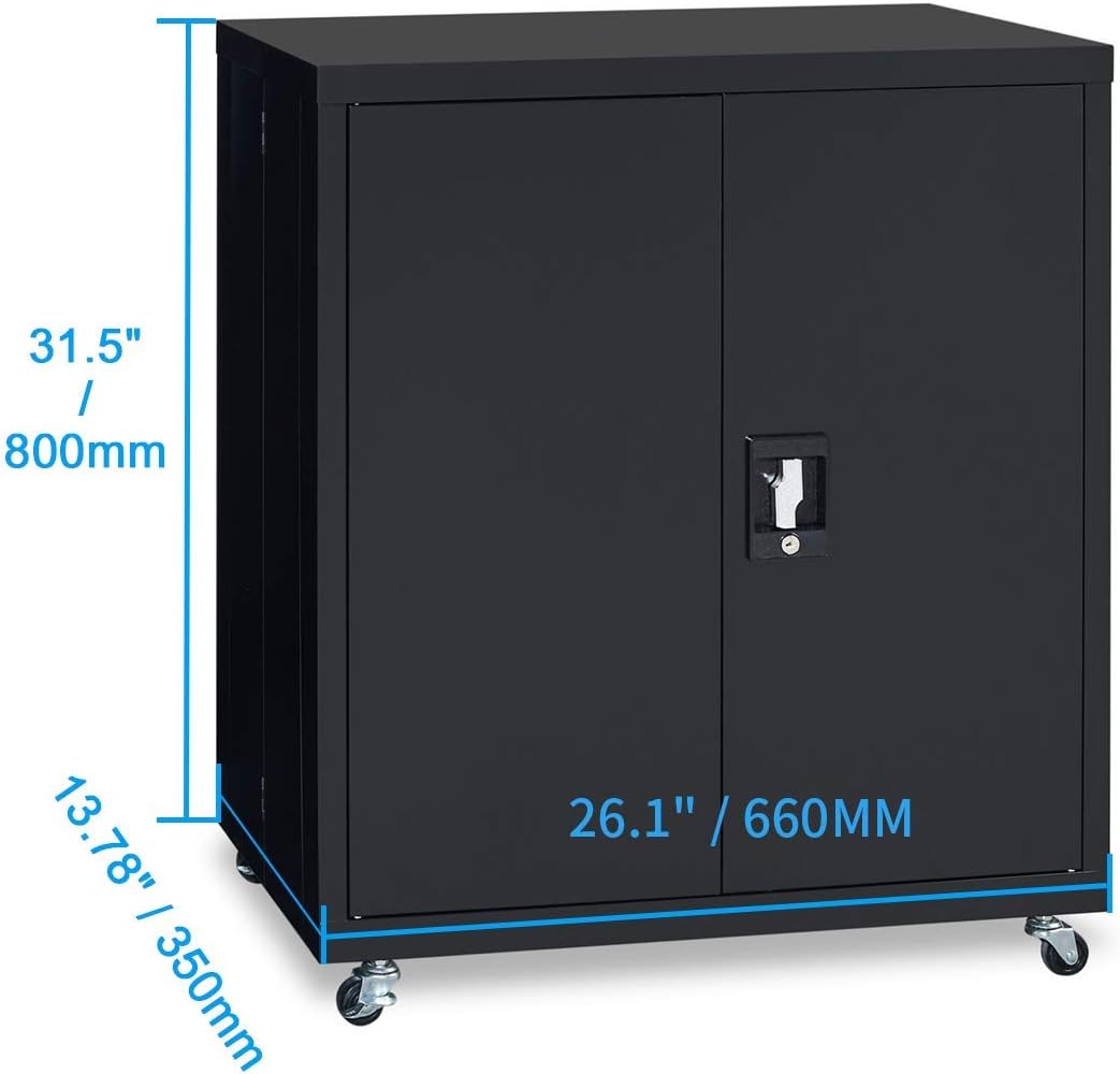 Black Metal Storage Cabinet with Doors and Shelves W15448