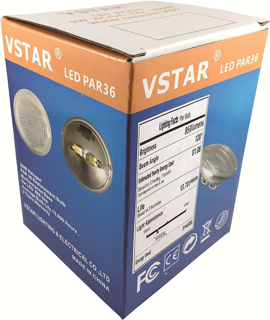 LED PAR36 9W Bulb, 12V Landscape Lighting Bulbs, Warm White, Pack of 6 O4742