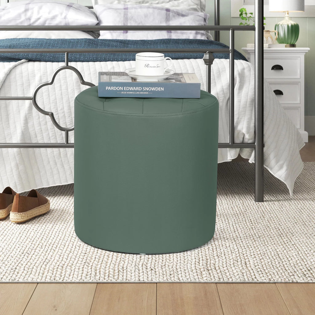 Green Padded Leather Ottoman Q29473