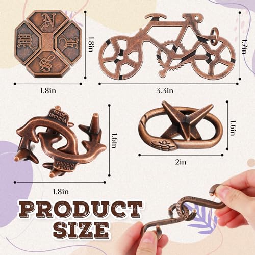 24 Pcs Metal Brain Teaser Puzzles B227