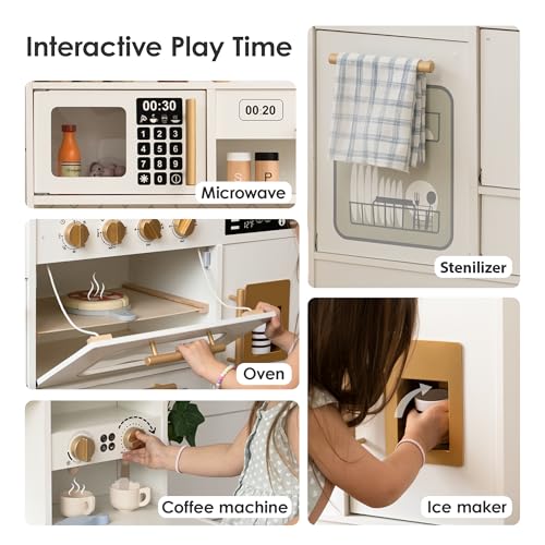 Wooden Play Kitchen with 15 Accessories U8270