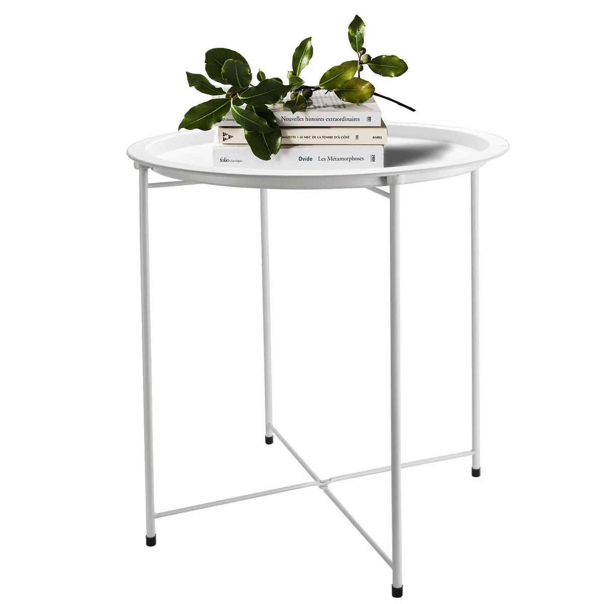 Black Round Foldable Side Table W154