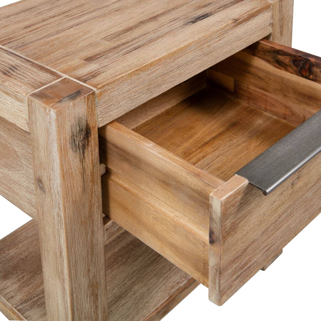 2 Pcs Solid Acacia Wood Nightstands with Drawers M509