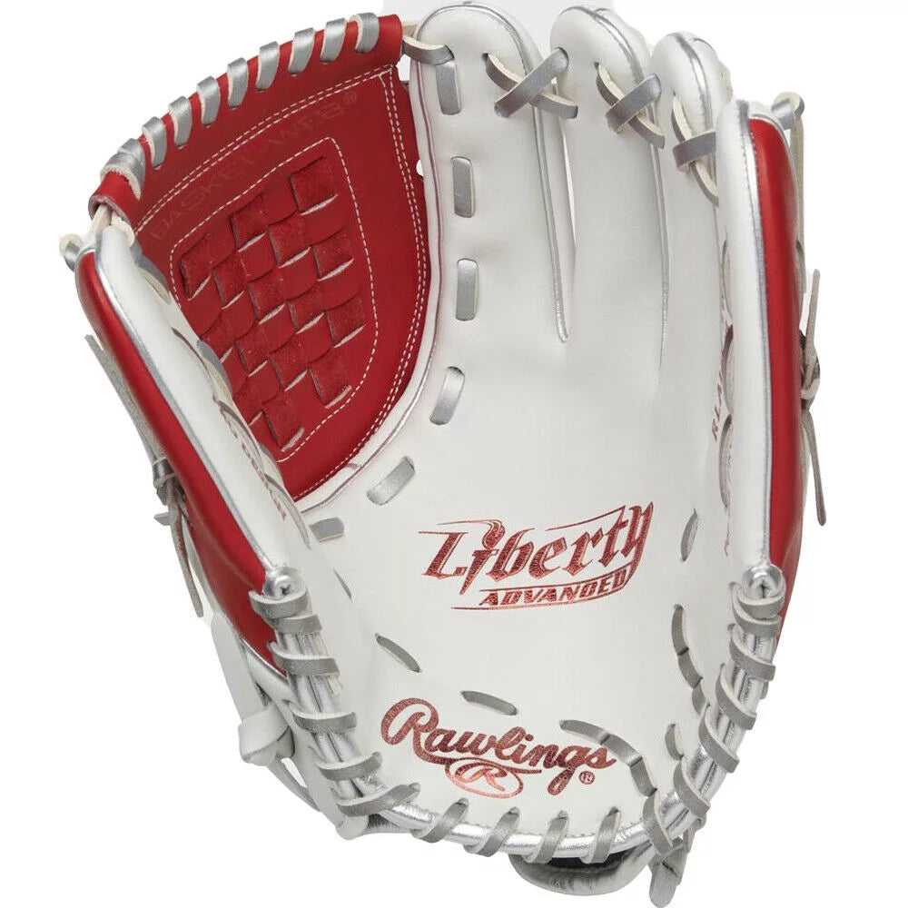 12" Fastpitch Glove White Scarlet P7417