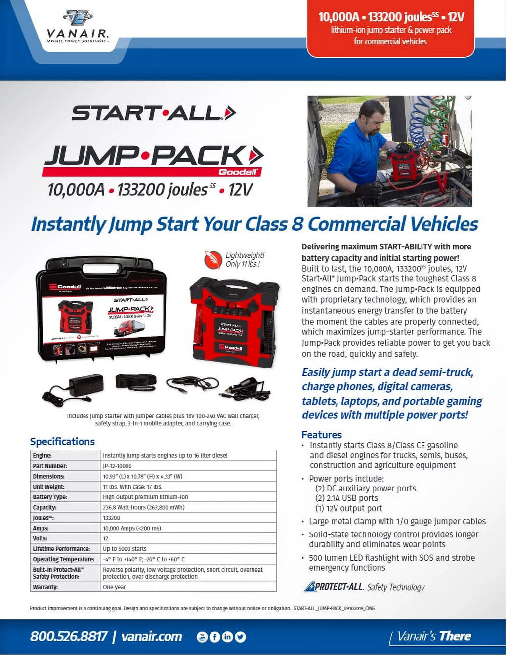12V 10000 Amp Corded Jump Pack Y7114