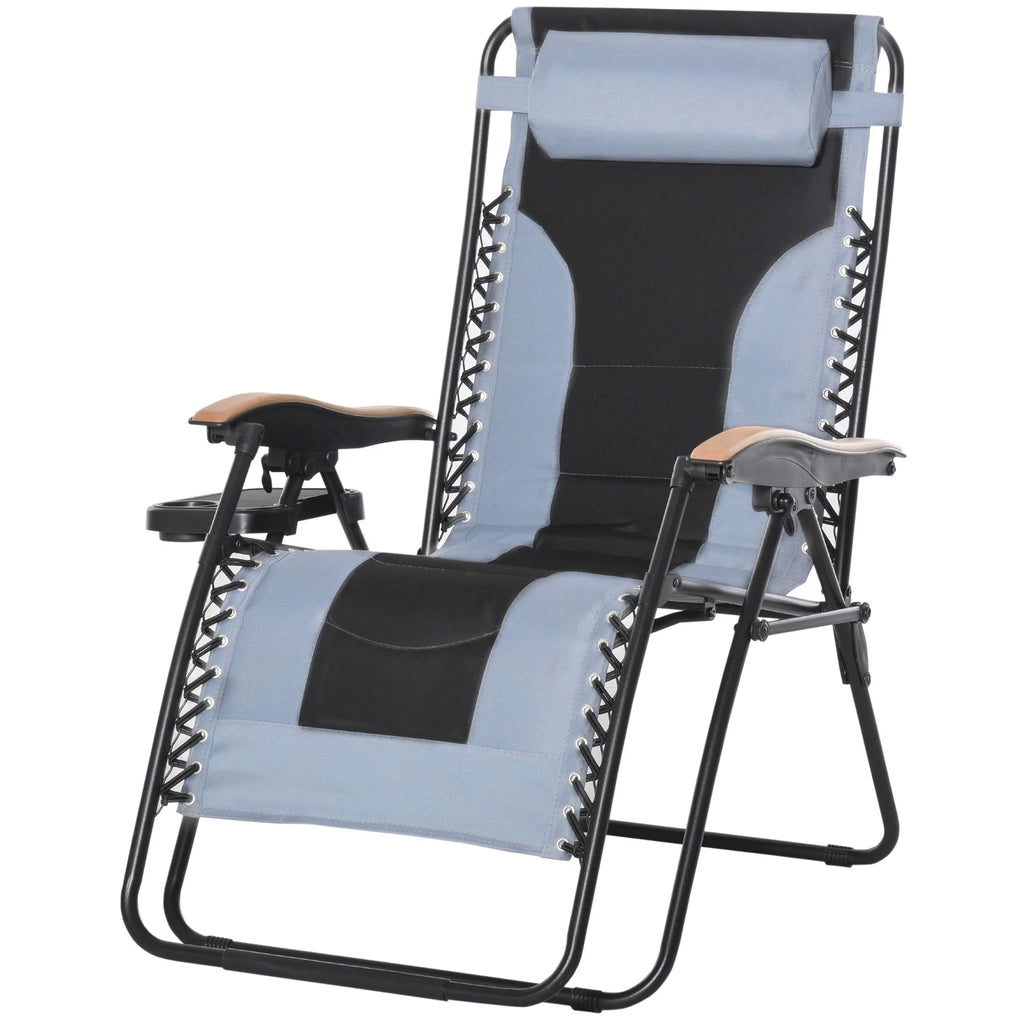 Foldable Reclining Zero Gravity Chair with Cup Holders, Gray X835