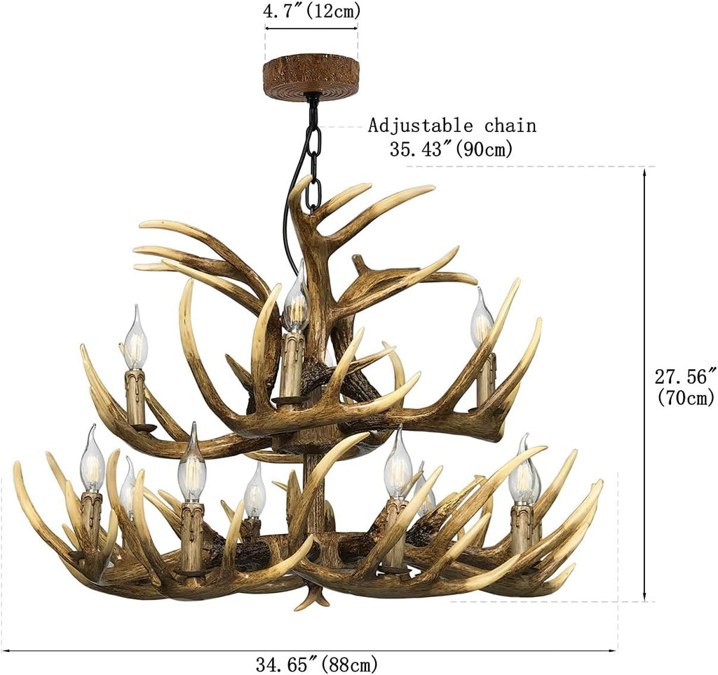 Antler Chandelier, 8+4 Lights, 12 Lights, E12 Base G11226