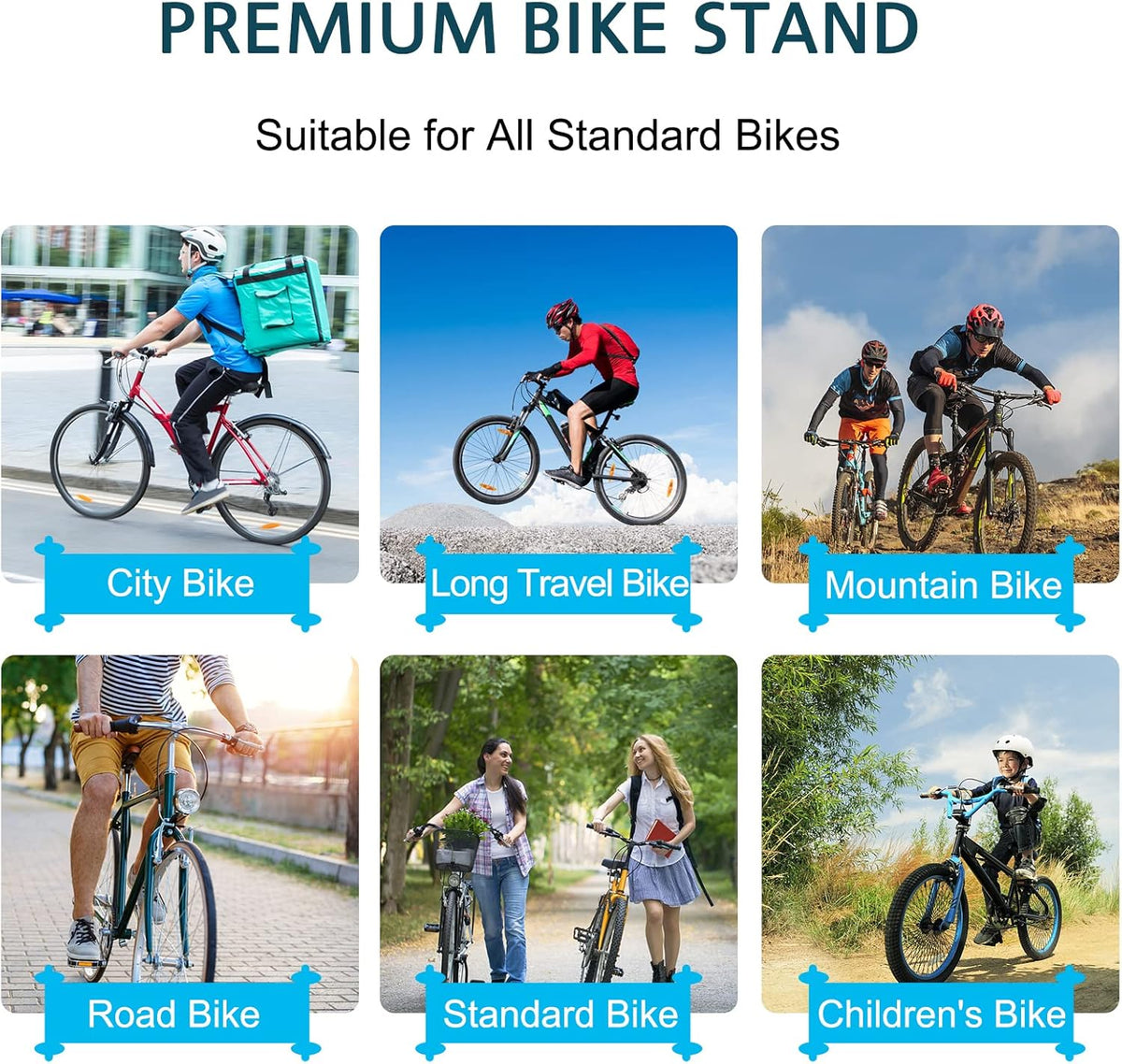 Bike Stand Vertical Bicycle Rack Floor Stand with Wheel Stabilizer Strap B32877