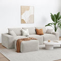 Green Corduroy L-Shaped Modular Sectional Sofa with Ottoman K3611