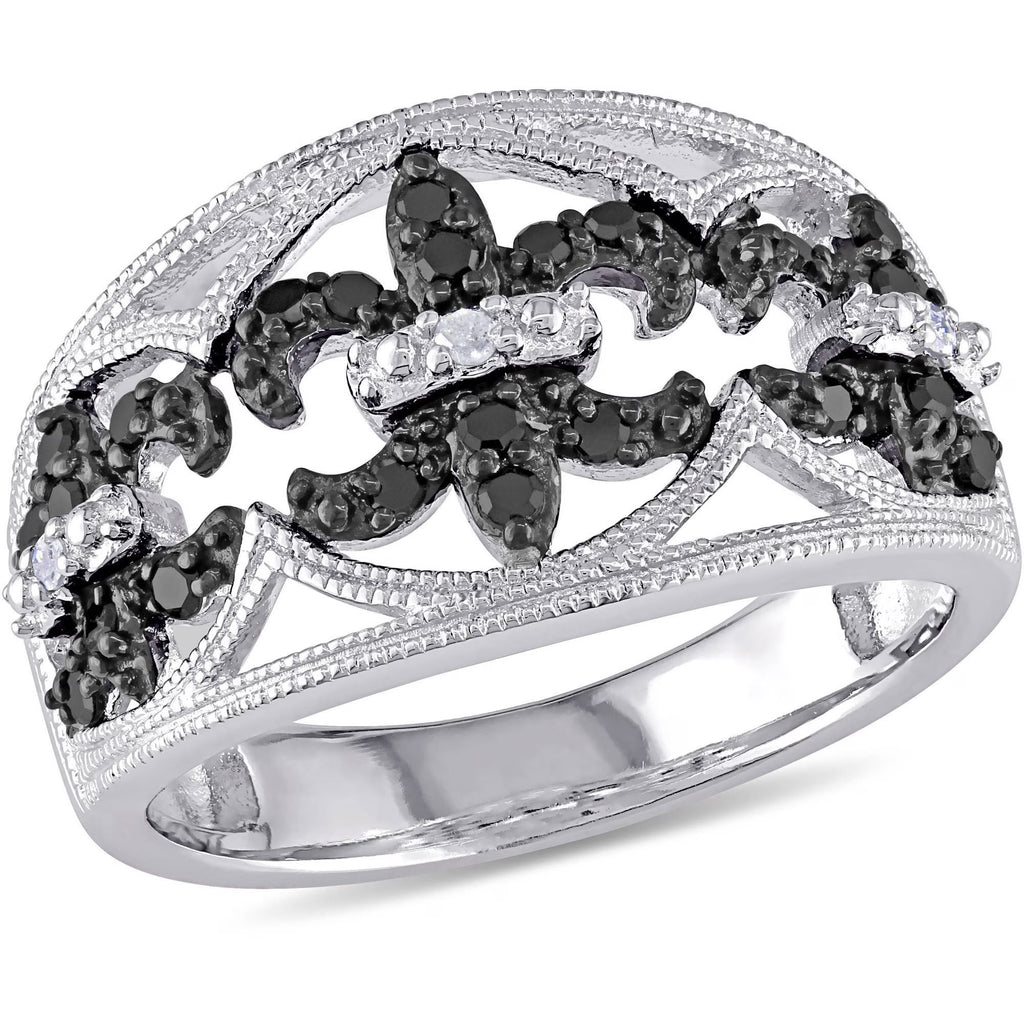 Black and White Diamond Sterling Silver Ring D163502