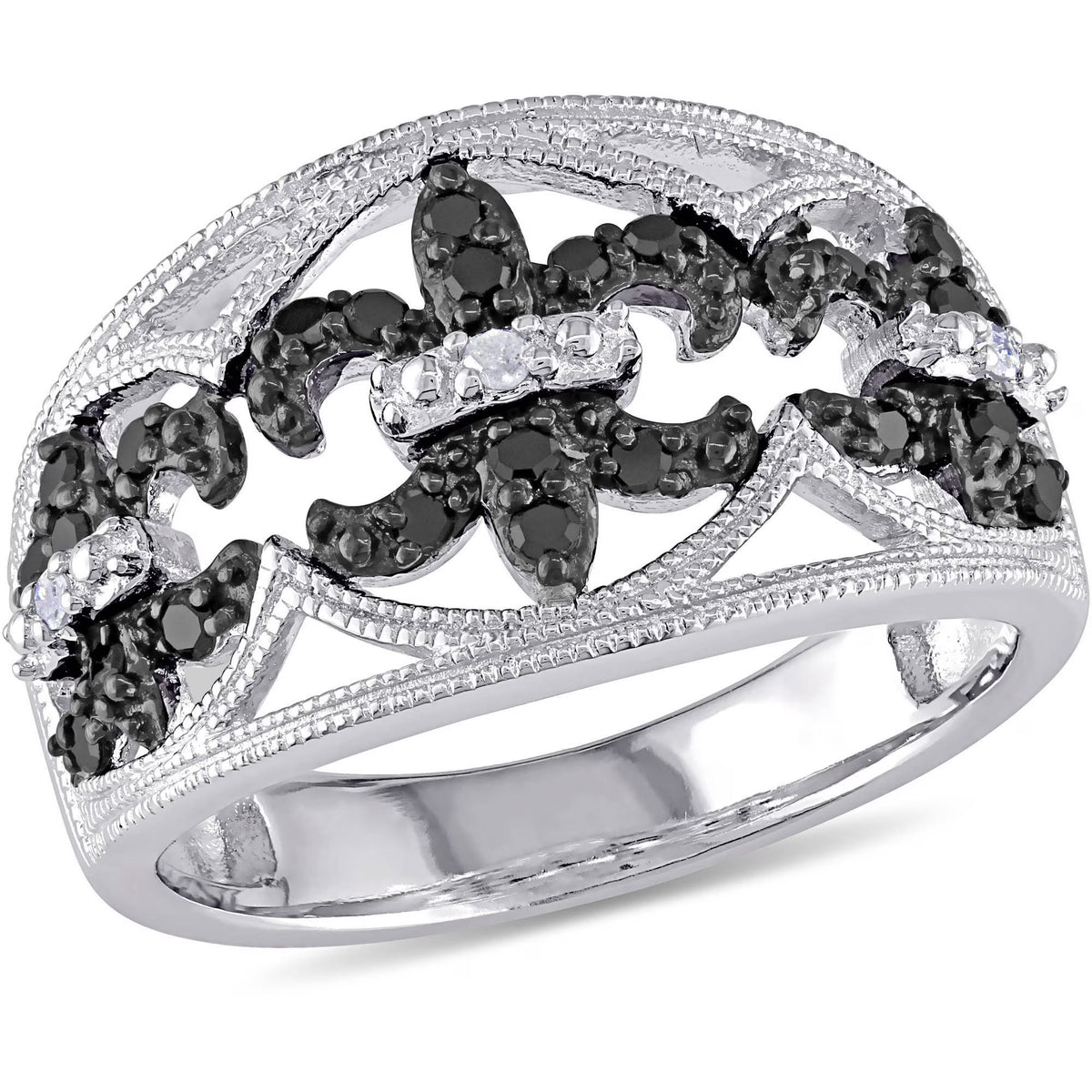Black and White Diamond Sterling Silver Ring D163502
