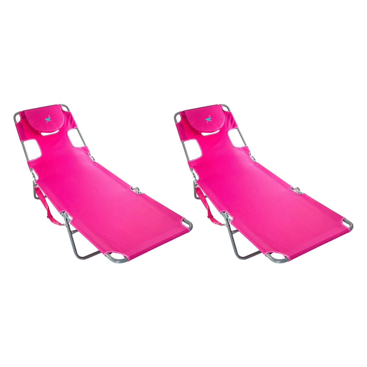 Folding Portable Chaise Lounge Beach Chair 2 Pack F127