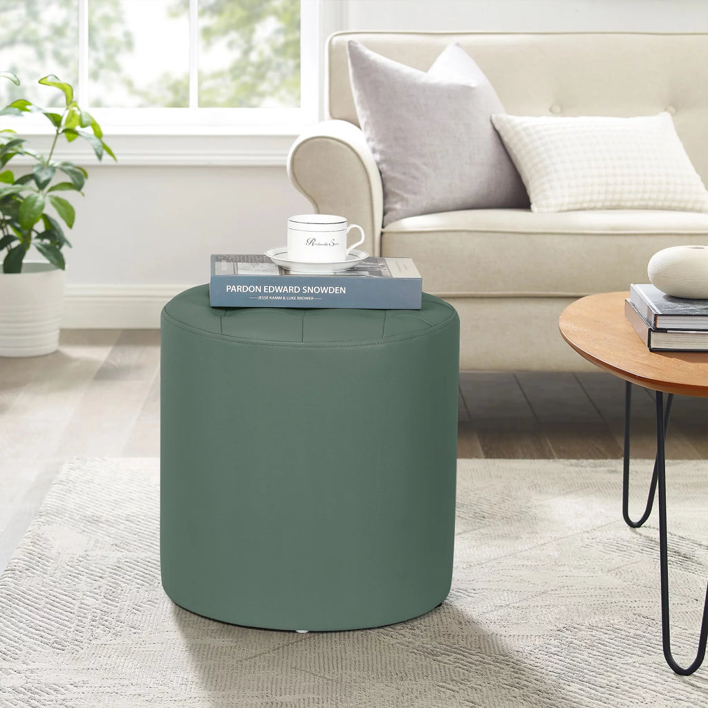Green Padded Leather Ottoman Q29473