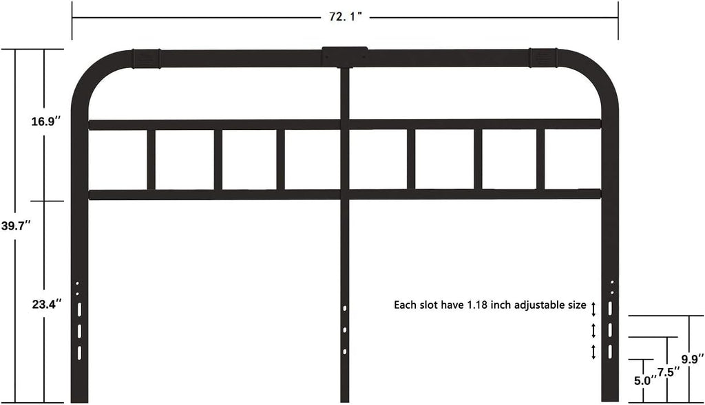 Black Metal California King Headboard E7631