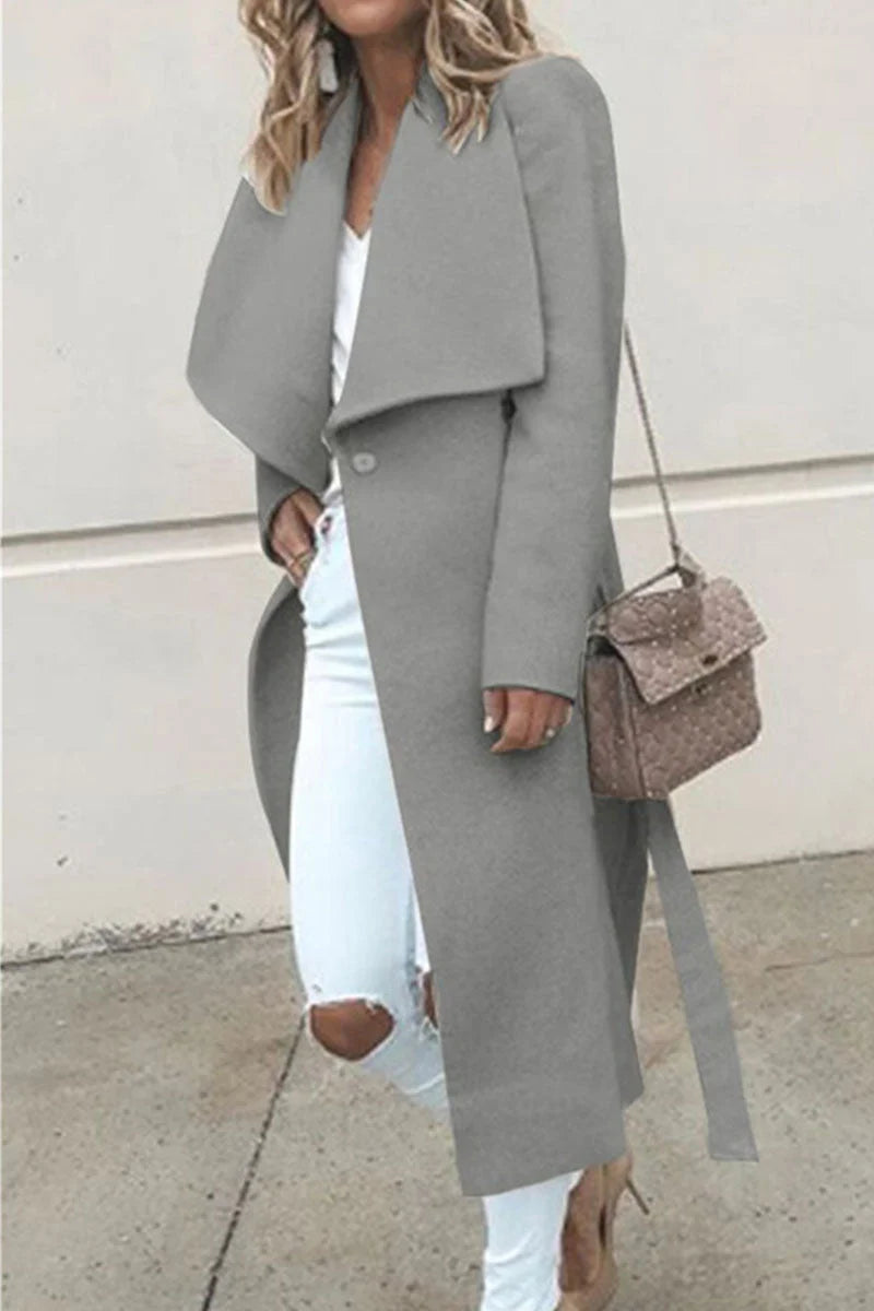 Casual Solid Patchwork Turndown Collar Outerwear N1843