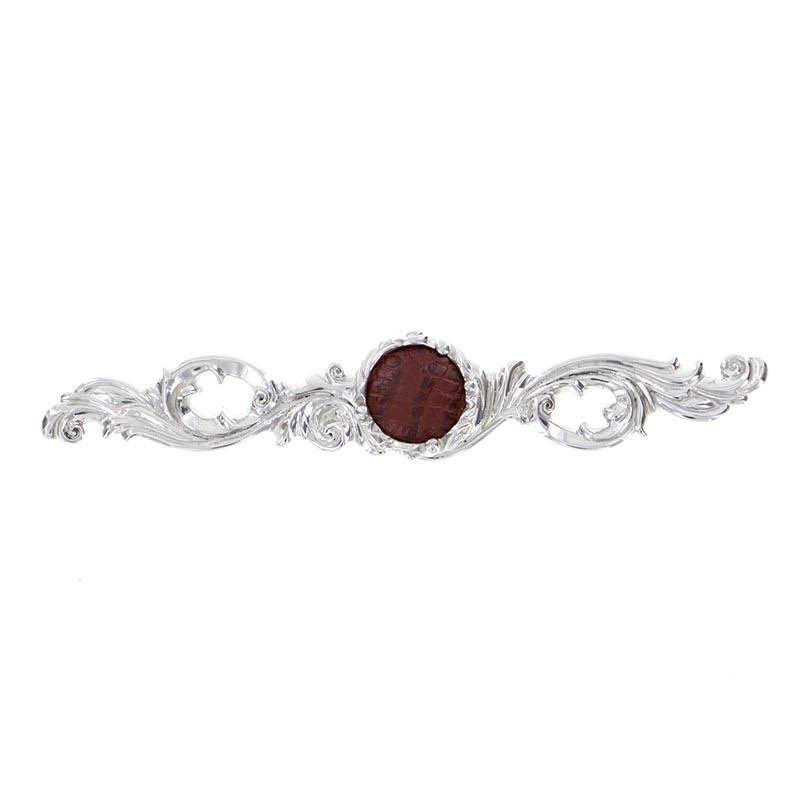 Polished Silver Bar Pull with Brown Strap K9270