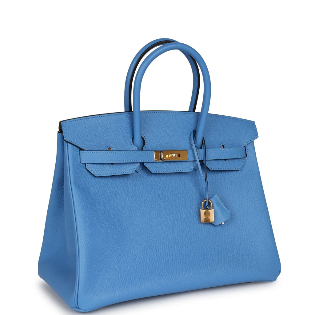 Birkin 35 Bleu Paradise Epsom Gold Hardware K34680