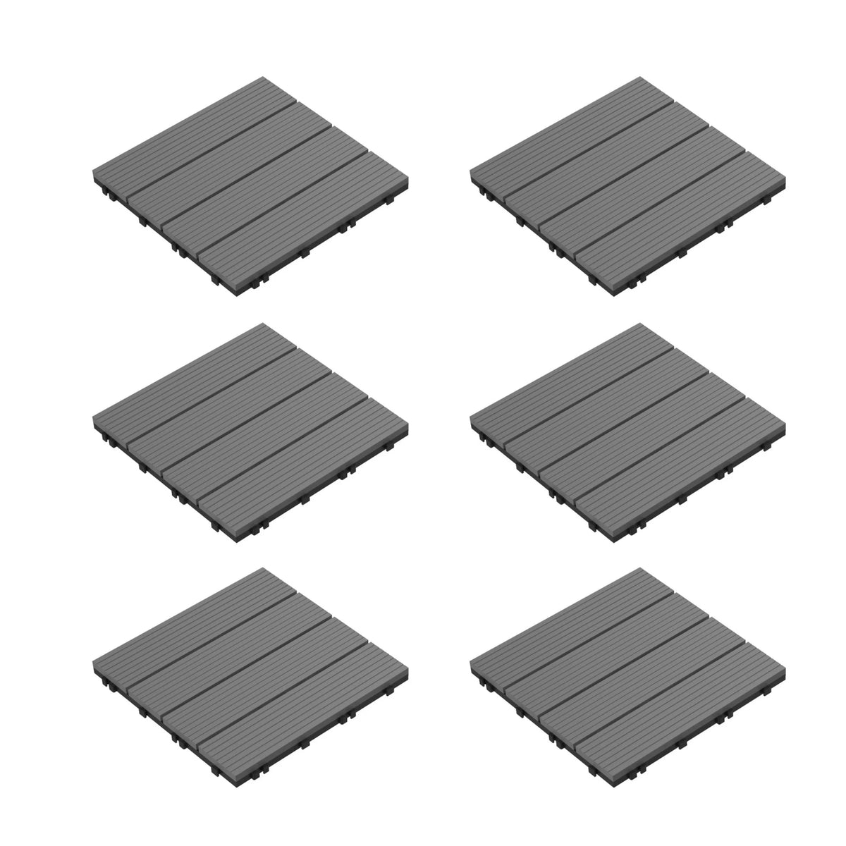 6-Pack Interlocking Weather-Resistant Deck Tiles Dark Gray Square L7173